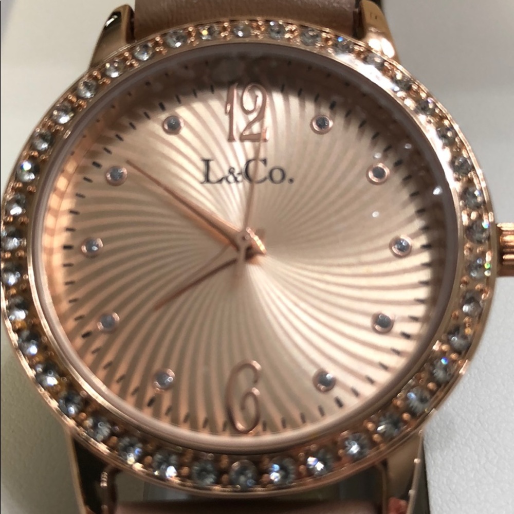 L&CO. Timepiece watch tan with rose gold tint